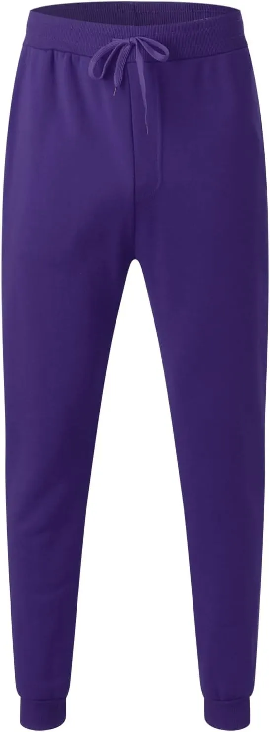 Men's Fleece Cargo Sweatpants Drawstring Loose Waist Solid Color Pants Pocket Active Athletic Workout Sweatpants Men