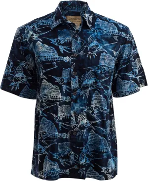Mens Hawaiian Shirt Casual Button Down Short Sleeve Cotton Summer Batik Aloha Shirt for Men