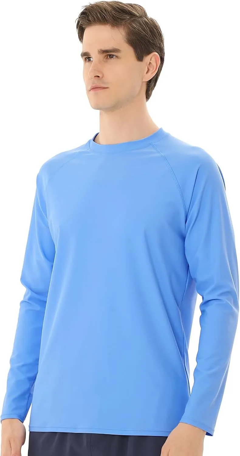 Men's Swim Shirts Rash Guard Long Sleeve UPF 50  Sun Protection Quick Dry Compression Surf Shirt