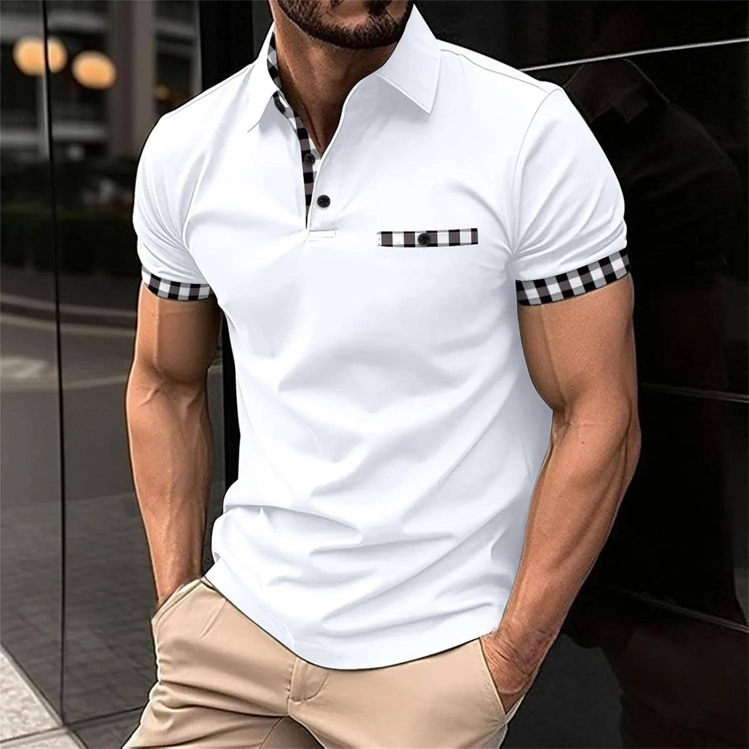 Mens Tops Casual Stylish Men's Business Slim Casual Shirt Long Sleeve Shirt Long Sleeve Tees for Men Men's Quarter