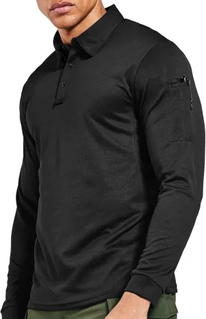 MIER Men's Outdoor Performance Tactical Polo Shirts Short and Long Sleeve, Moisture-Wicking