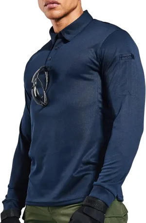 MIER Men's Outdoor Performance Tactical Polo Shirts Short and Long Sleeve, Moisture-Wicking