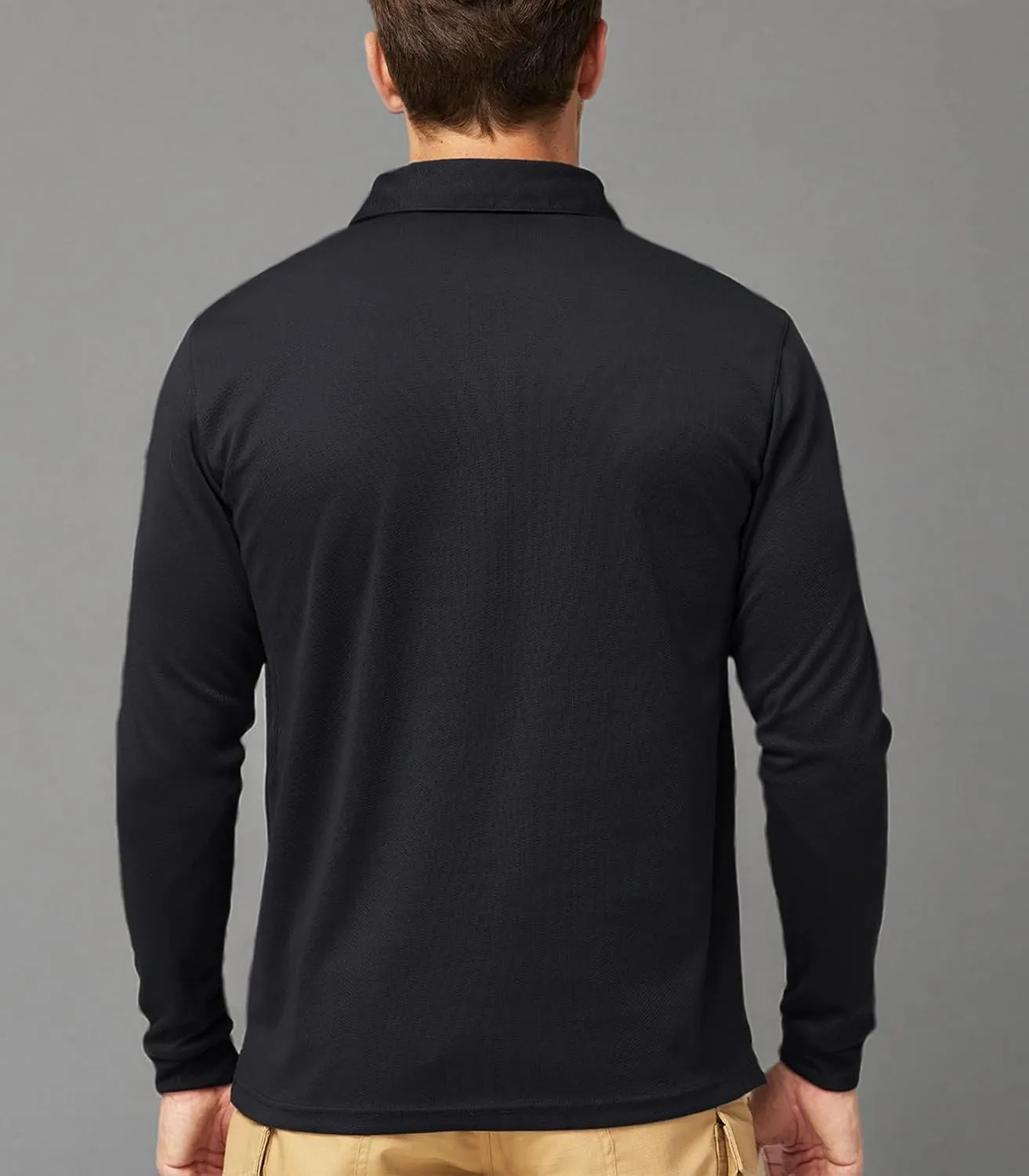 MIER Men's Outdoor Performance Tactical Polo Shirts Short and Long Sleeve, Moisture-Wicking