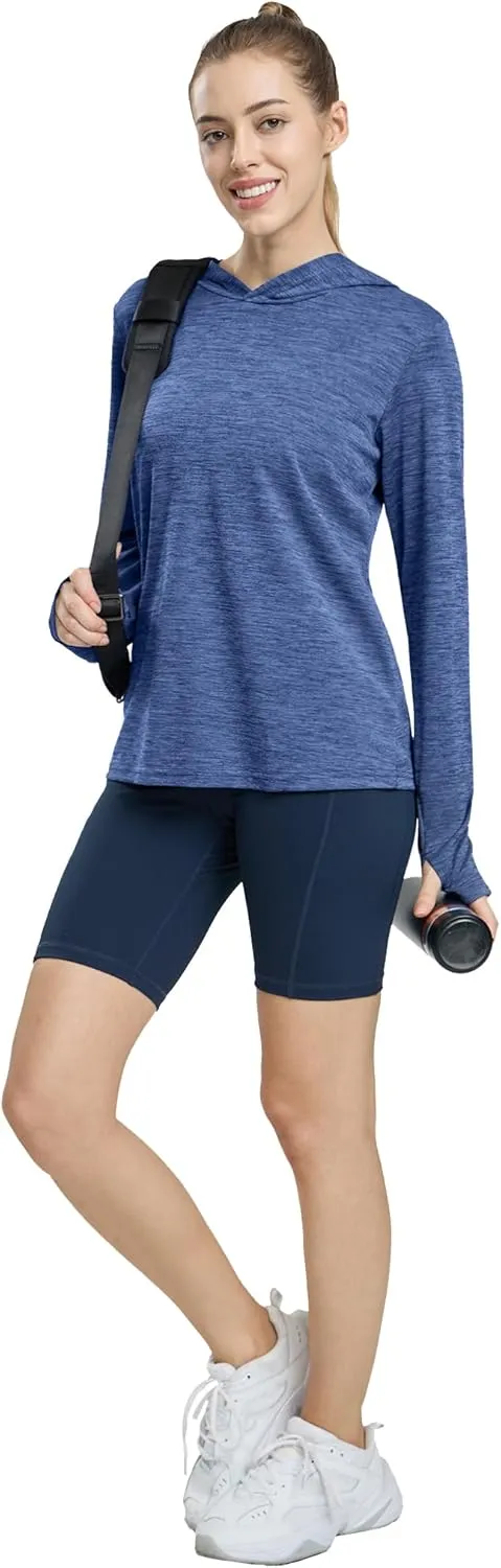 MIER Women's Long Sleeve Workout Shirts Sun Protection Hoodie UPF 50  UV Shirt for Fishing Hiking Running, Lightweight