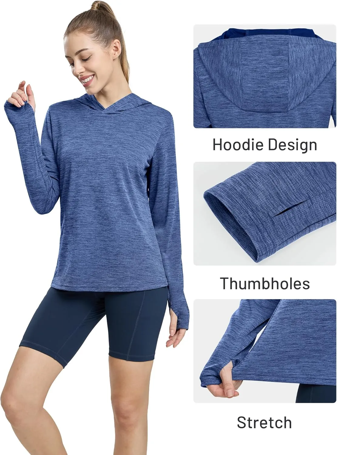 MIER Women's Long Sleeve Workout Shirts Sun Protection Hoodie UPF 50  UV Shirt for Fishing Hiking Running, Lightweight
