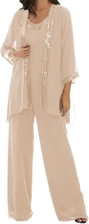 Mother of The Bride Pantsuit for Wedding Chiffon Jumpsuit Dressy Women's Dresses Formal Outfit