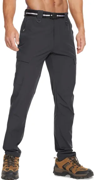 MOURCE Men's Hiking Pants Outdoor Water Resistant Flex Ripstop Cargo Pants Quick Dry Lightweight Fit Pants 6 Pockets and Belt