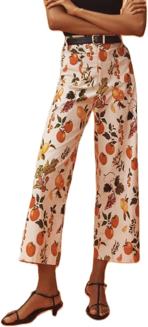 Muineobuka Women Y2k Fruit Print Jeans Graphic Print High Neck Straight Leg Denim Pants Aesthetic Jeans Summer Streetwear