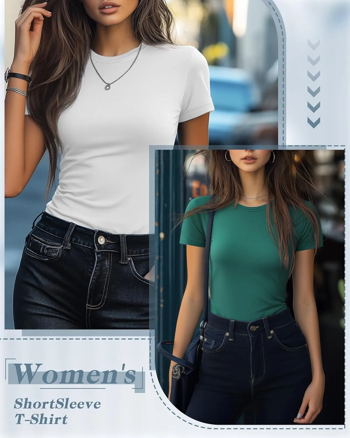 Neer 6 Pack Fitted Basic T-Shirts for Women Bulk, Tight Crewneck Short Sleeve Tops Multipack Slim Casual Summer Tees Blouse