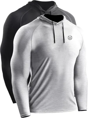 NELEUS Men's Dry Fit Athletic Shirt Workout Running Long Sleeve Shirts with Hoods