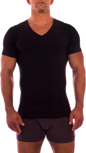 Obviously Essence Deep V Neck Short Sleeve Undershirt Black Large
