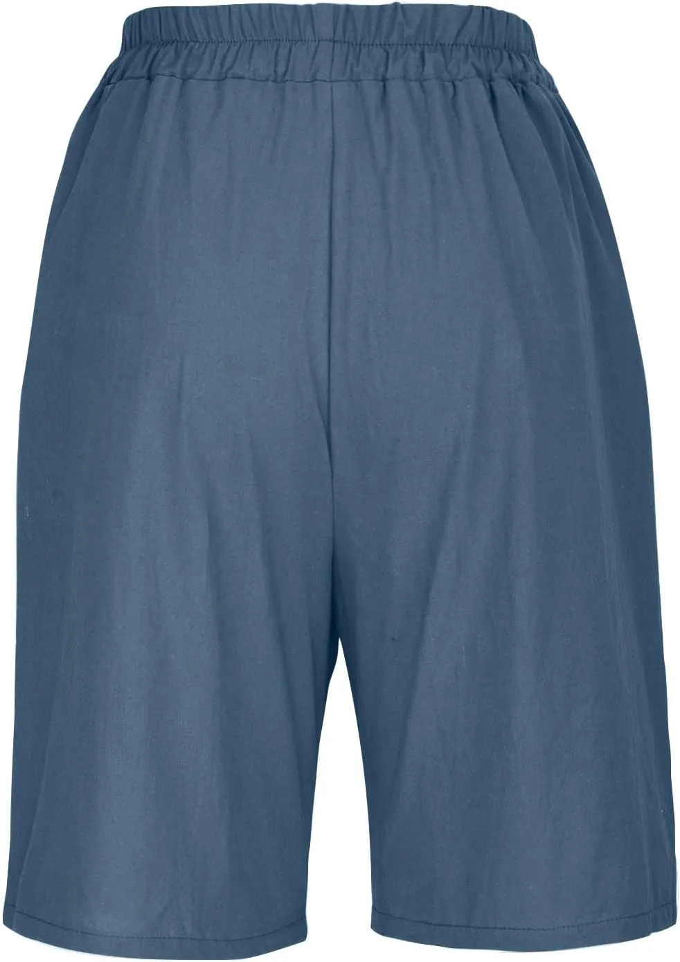 oiangi Linen Shorts for Women High Waisted Knee Length Bermuda Shorts Loose Casual Wide Leg Workout Short Pants with Pockets