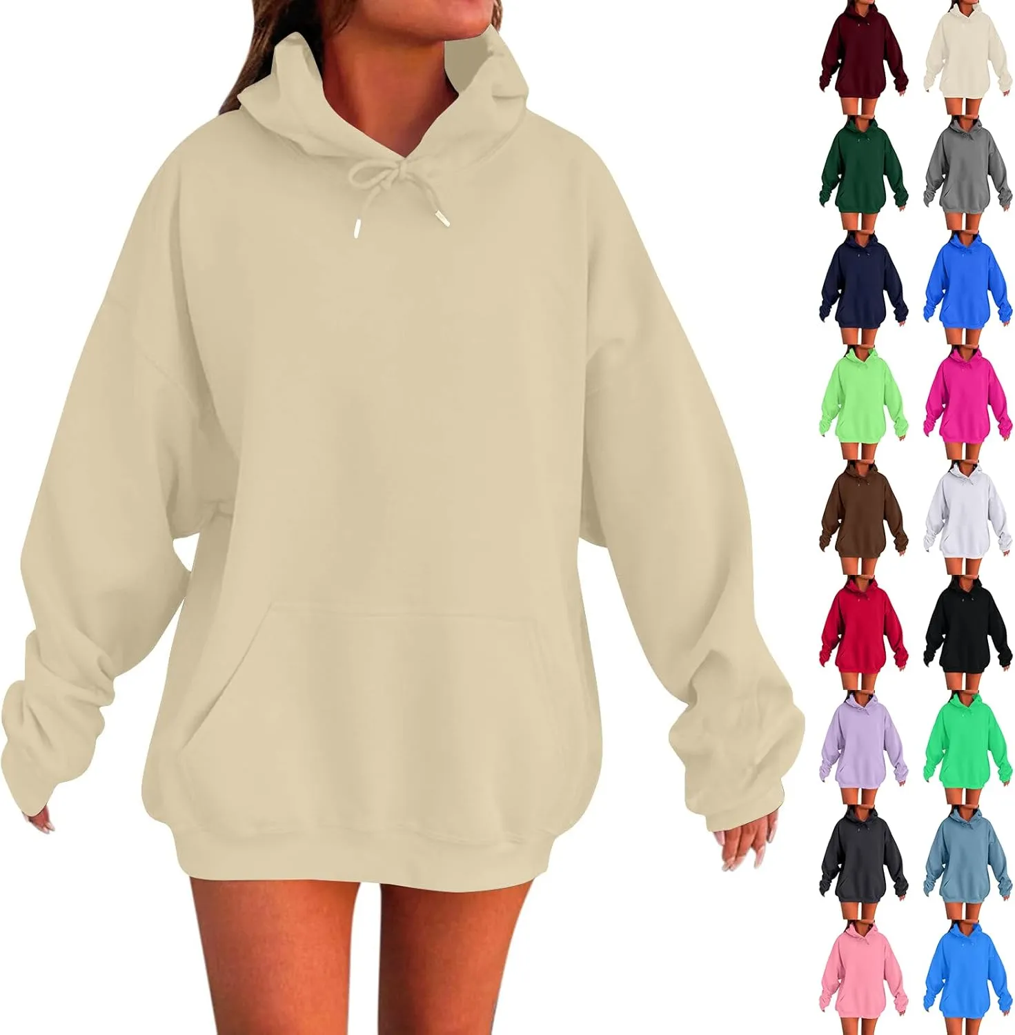 Oversized Hoodies for Women Fleece Sweatshirt Plus Size Pullover Sweatshirts with Pocket Winter Long Sleeve Shirts