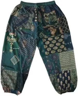 Patchwork Harem Pants with Pockets, Hippie Boho Rayon Harem Pants, Womens Summer Pants, Festival Clothing