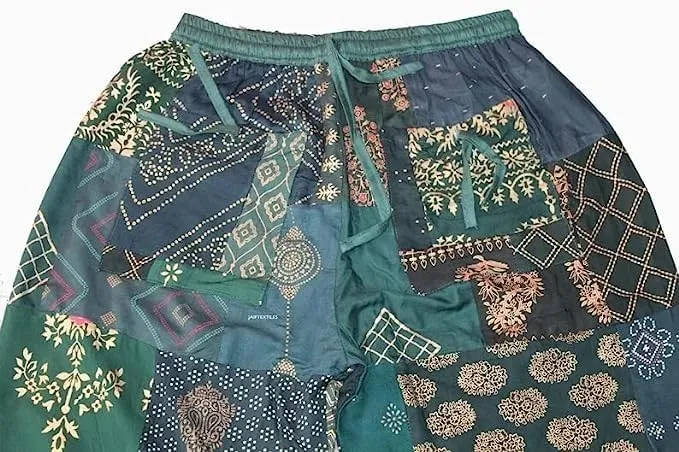 Patchwork Harem Pants with Pockets, Hippie Boho Rayon Harem Pants, Womens Summer Pants, Festival Clothing