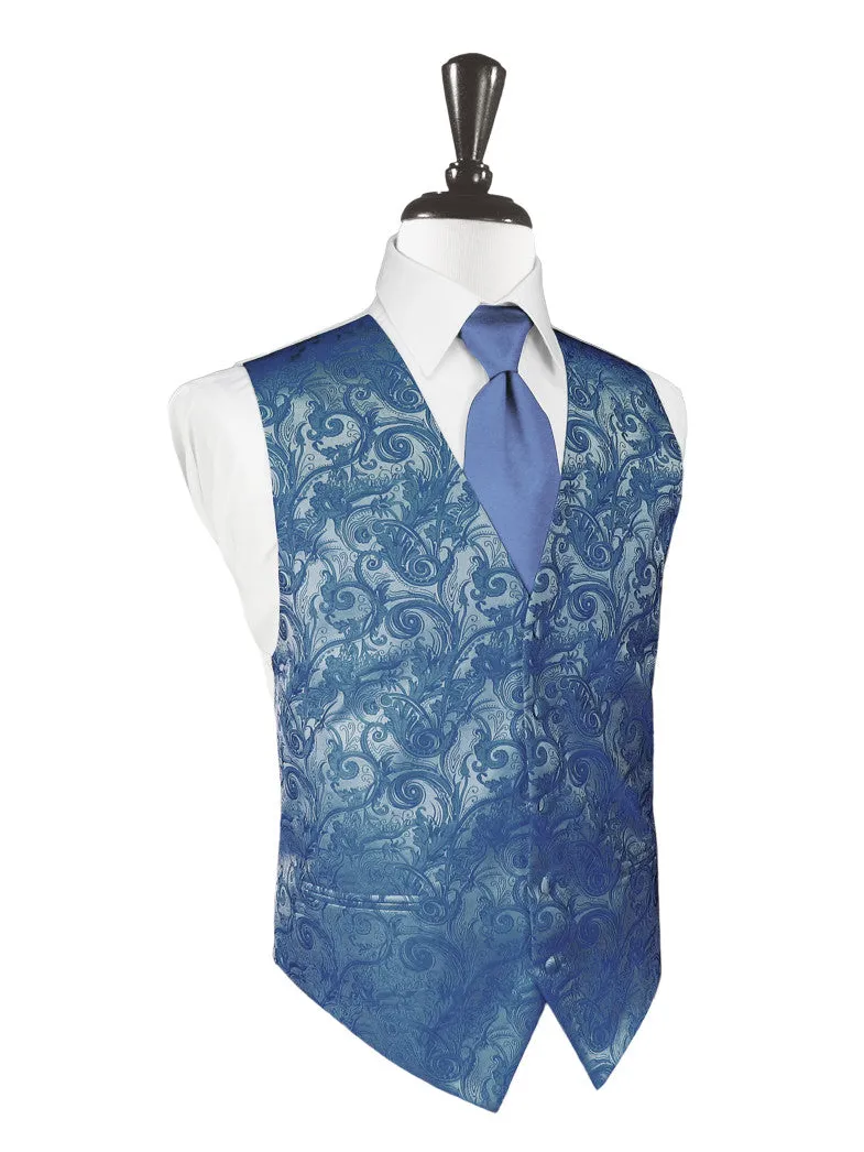 Periwinkle Tapestry Tuxedo Vest and Tie Set