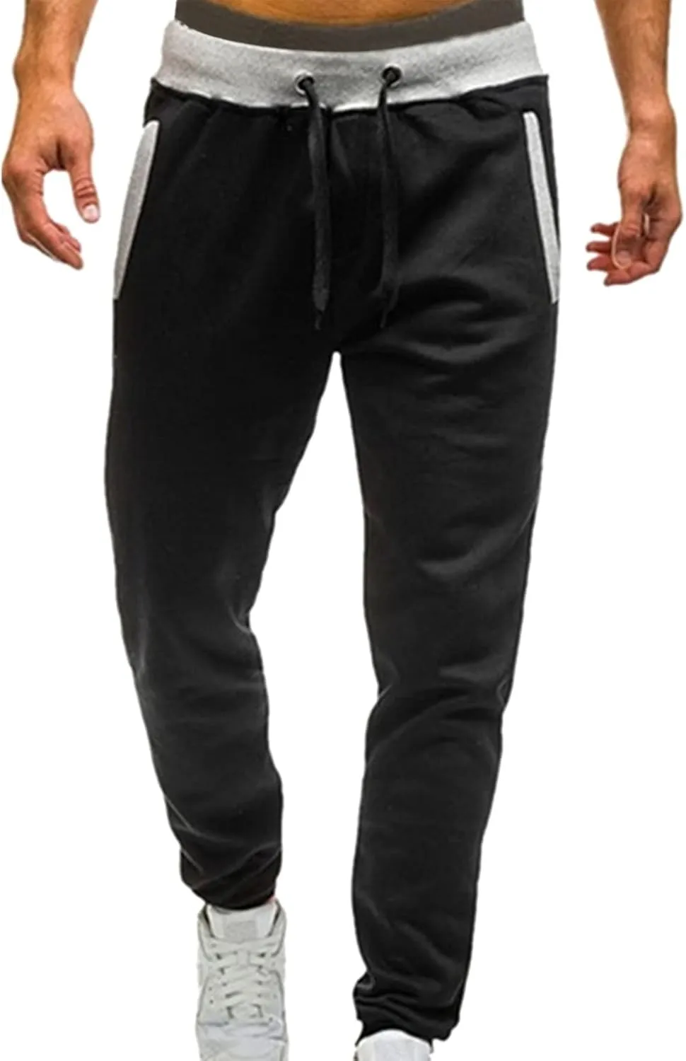 PGOJUNI Cargo Pants for Men, Mens Casual Joggers Cargo Pants Drawstring Sweatpants Casual Solid Long Trousers with Pockets
