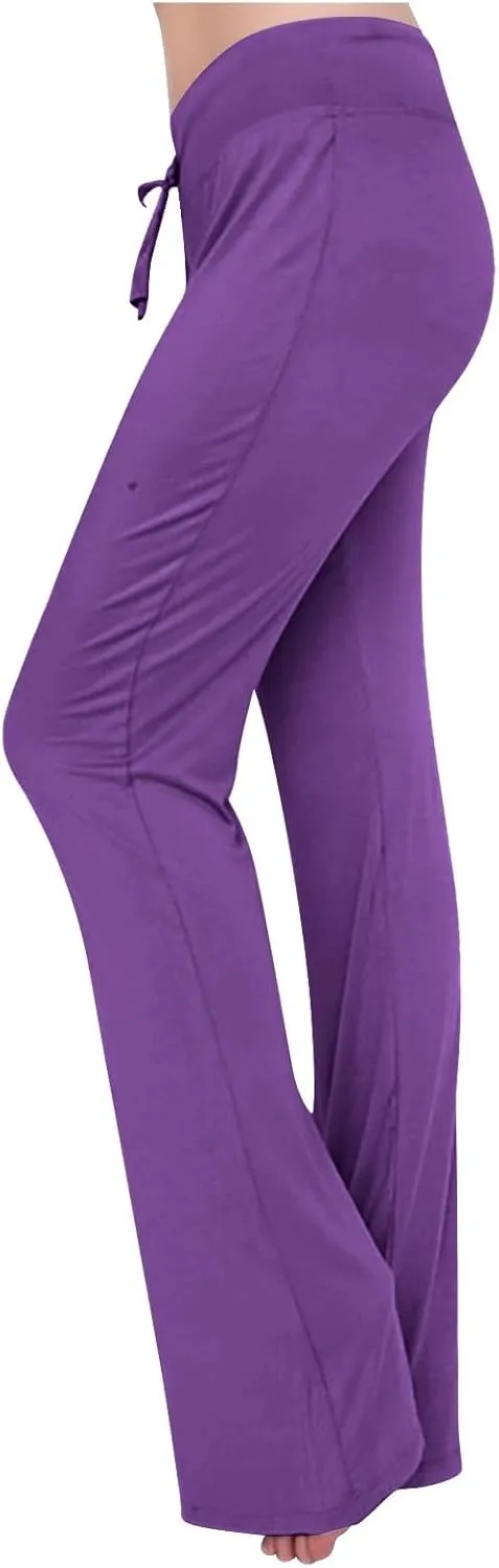 Plus Size Yoga Pants for Women 2024 Casual Drawstring Elastic High Waist Wide Leg Workout Pants Loose Comfy Trousers