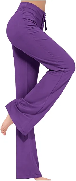 Plus Size Yoga Pants for Women 2024 Casual Drawstring Elastic High Waist Wide Leg Workout Pants Loose Comfy Trousers