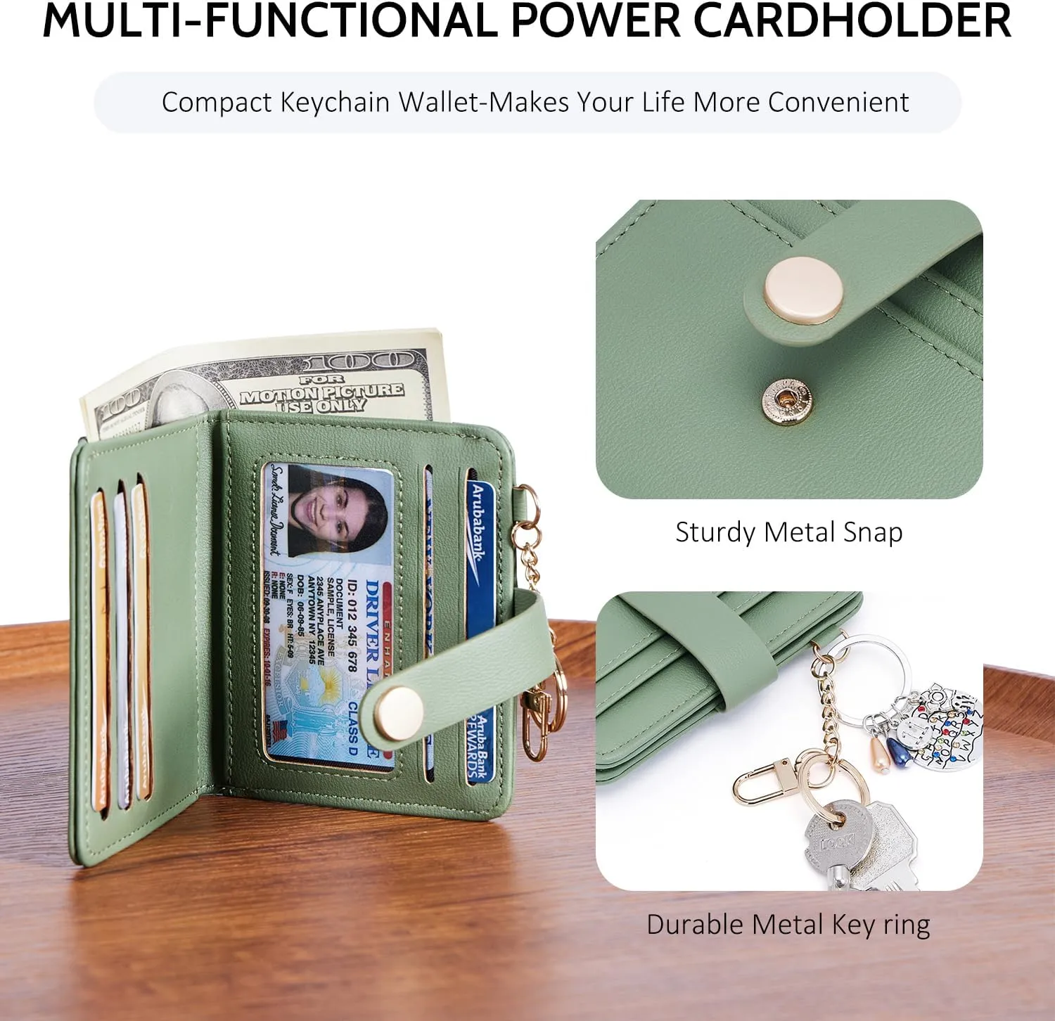 POIUGOYA Slim Wallet for Women,RFID Blocking Bifold Credit Card Holder with Zipper Coin Pocket,ID Window,Keychain