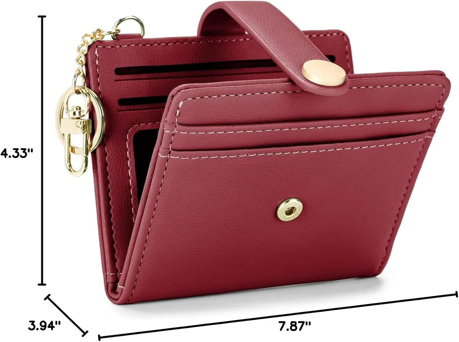 POIUGOYA Slim Wallet for Women,RFID Blocking Bifold Credit Card Holder with Zipper Coin Pocket,ID Window,Keychain