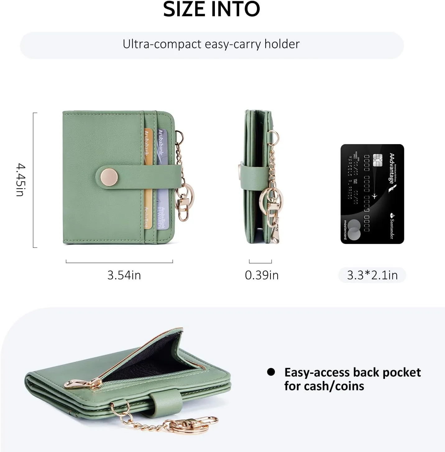 POIUGOYA Slim Wallet for Women,RFID Blocking Bifold Credit Card Holder with Zipper Coin Pocket,ID Window,Keychain