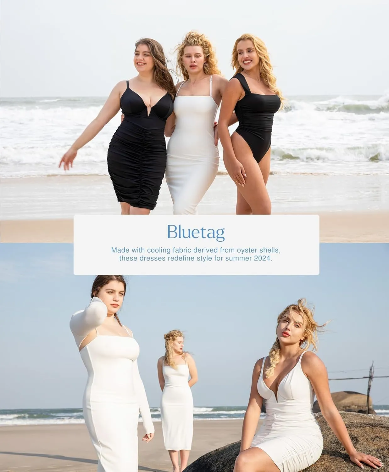 Popilush Corset Midi Dress Deep V-Neck Adjustable Strape Summer Ruched Dresses Tummy Control Built in Shapewear