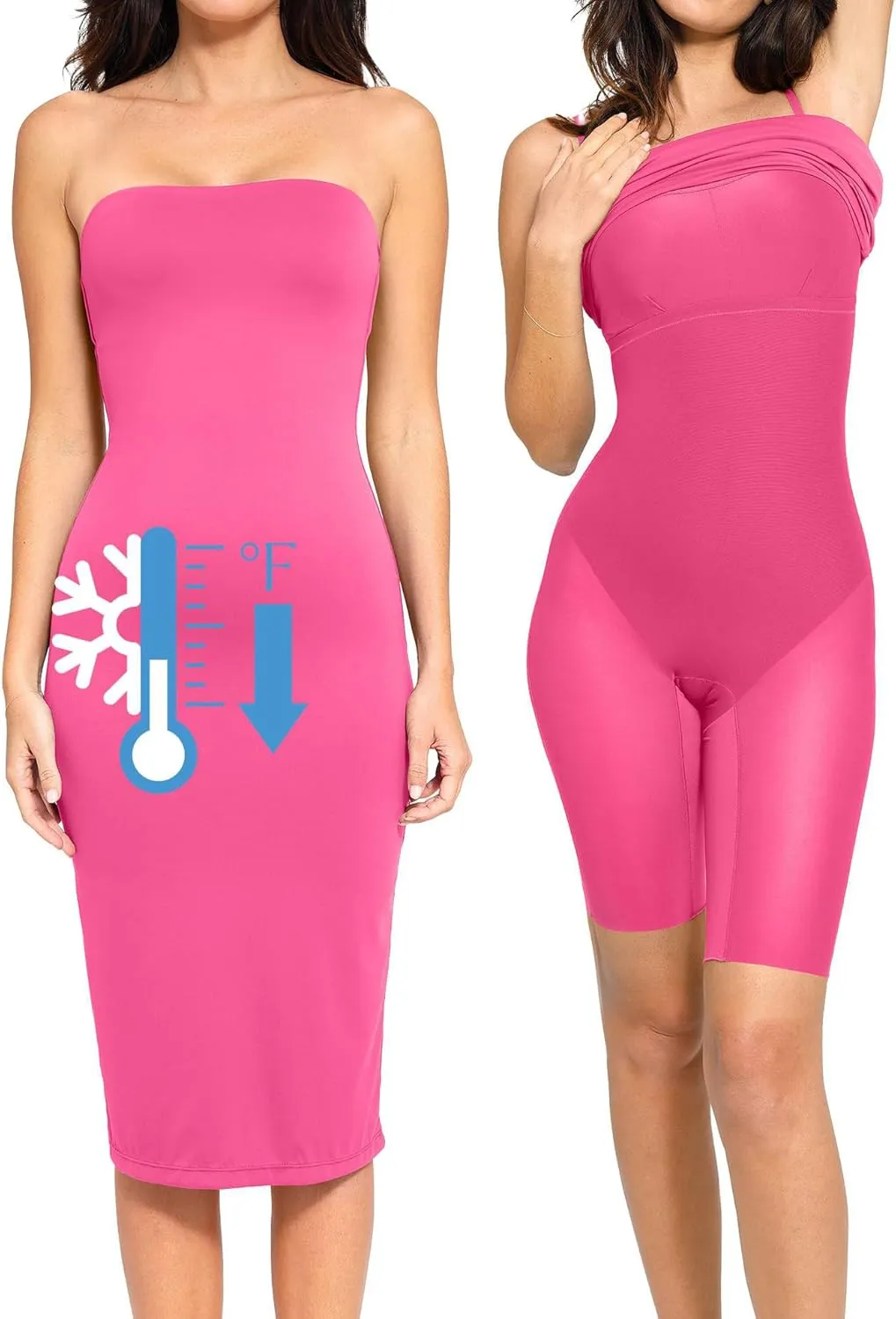 Popilush Maxi Womens Shapewear Dress Long Dresses Built-in Bra Slip with Adjustable Straps Bodycon Tube