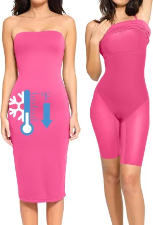 Popilush Maxi Womens Shapewear Dress Long Dresses Built-in Bra Slip with Adjustable Straps Bodycon Tube