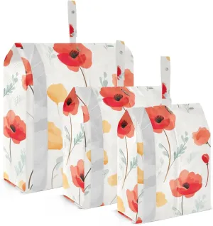 Poppy Floral Red Flowers Packing Cubes for Suitcases 3 Set Compression Expandable Luggage Packing Organizers for Carry on Suitcase Travel Accessories Luggage Organizer Bags Set