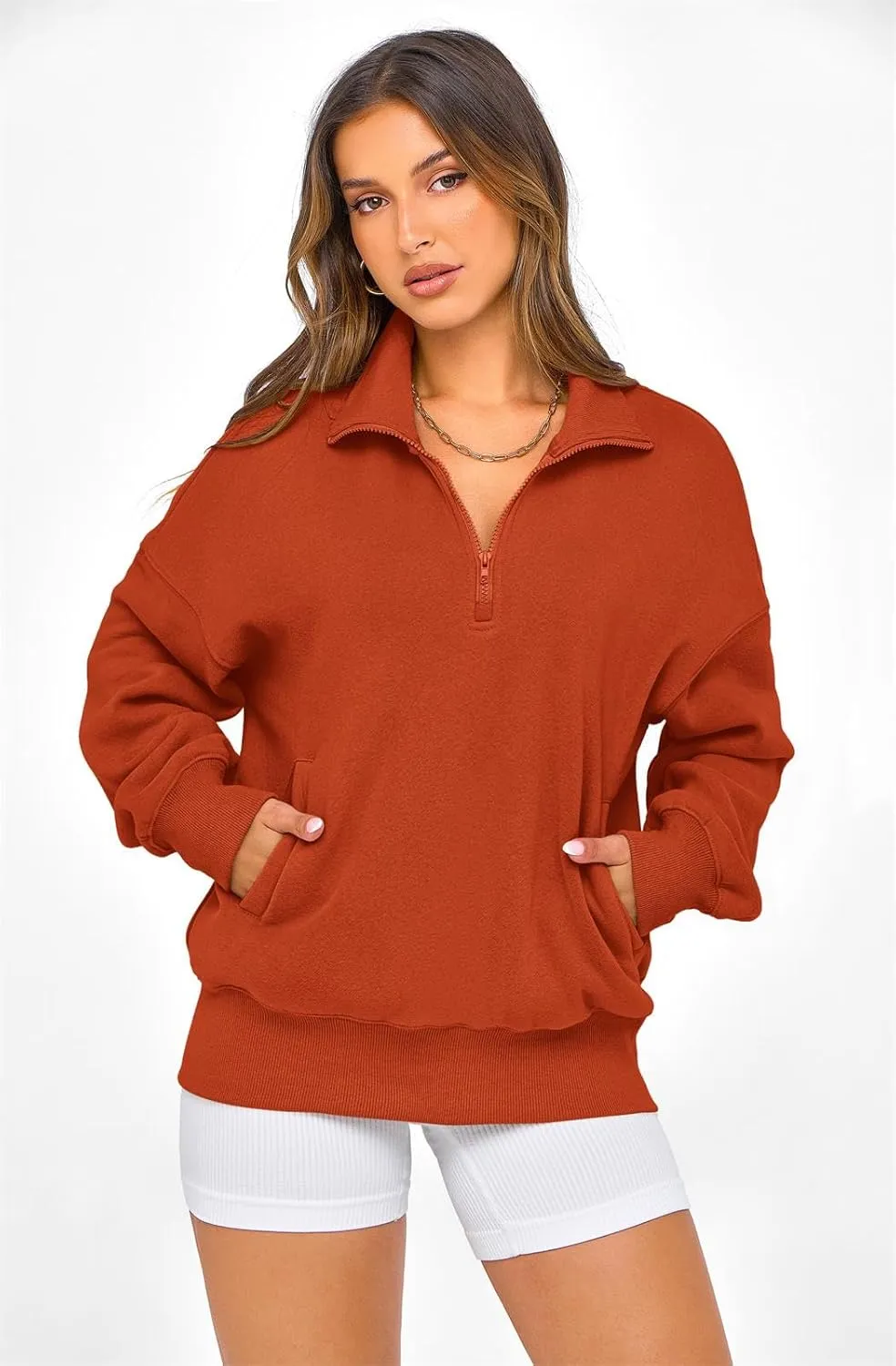 PRETTYGARDEN Womens Half Zip Sweatshirts Fleece Hoodies 2024 Trendy Long Sleeve Pullover Tops Fall Winter Outfits with Pocket