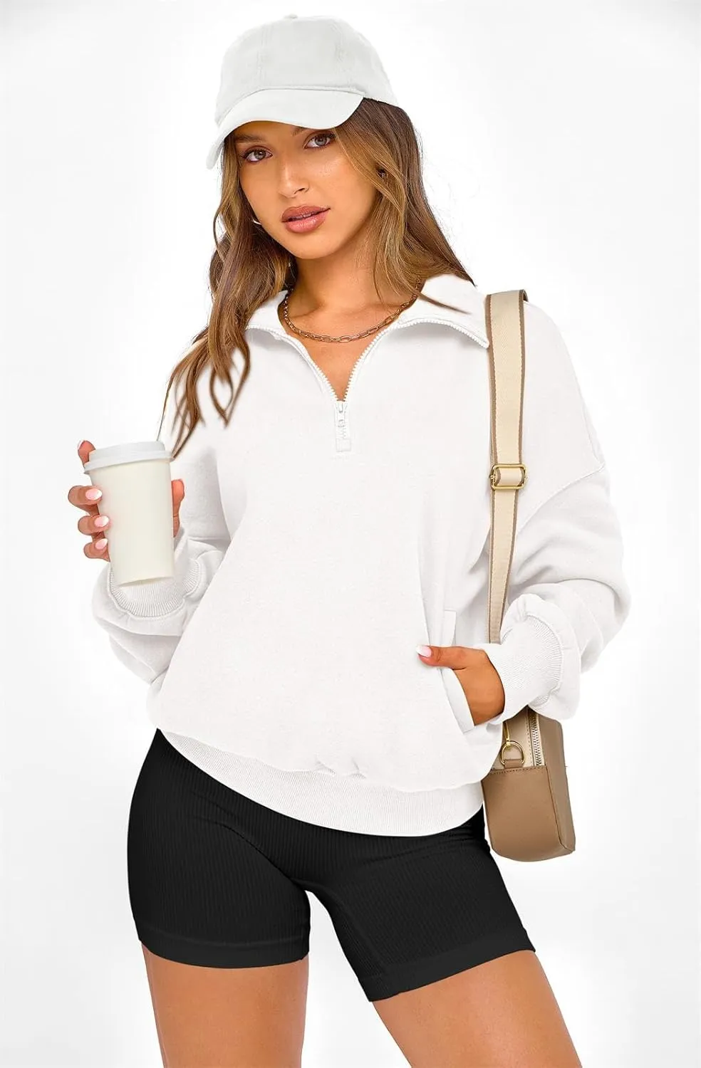 PRETTYGARDEN Womens Half Zip Sweatshirts Fleece Hoodies 2024 Trendy Long Sleeve Pullover Tops Fall Winter Outfits with Pocket