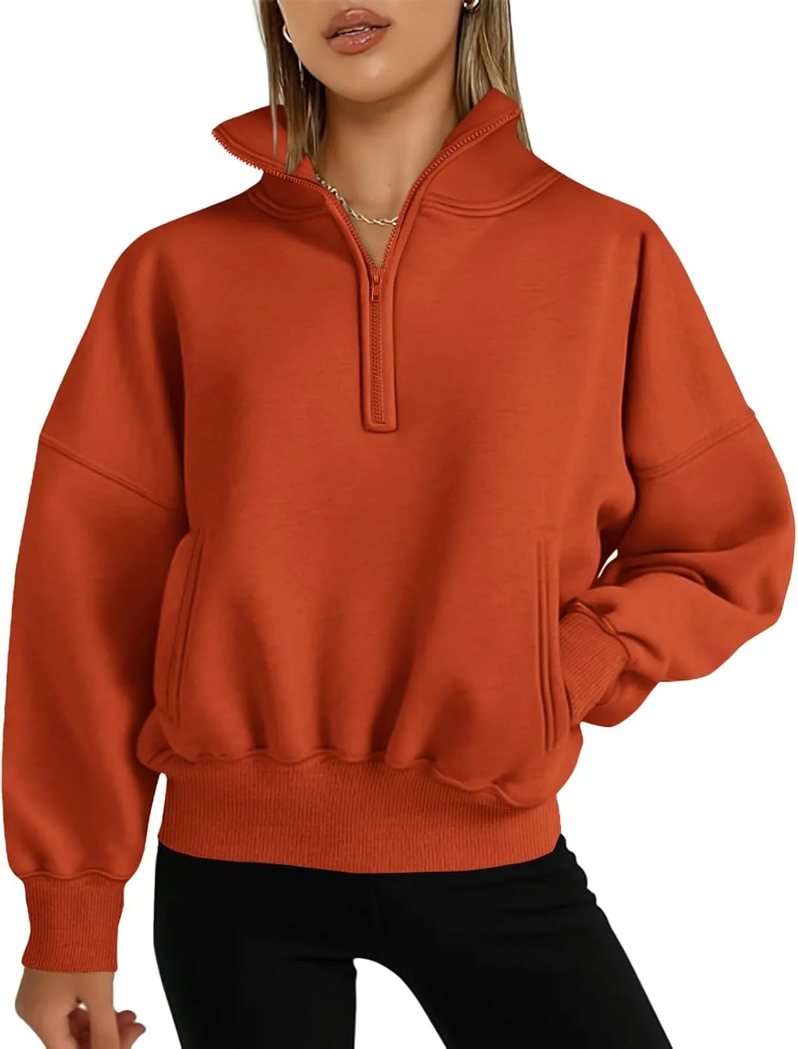 PRETTYGARDEN Womens Half Zip Sweatshirts Fleece Hoodies 2024 Trendy Long Sleeve Pullover Tops Fall Winter Outfits with Pocket