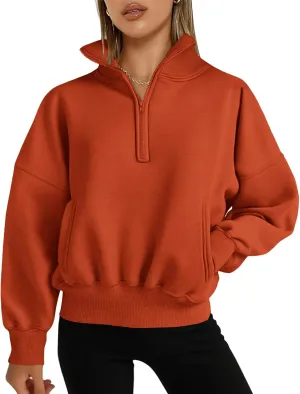 PRETTYGARDEN Womens Half Zip Sweatshirts Fleece Hoodies 2024 Trendy Long Sleeve Pullover Tops Fall Winter Outfits with Pocket