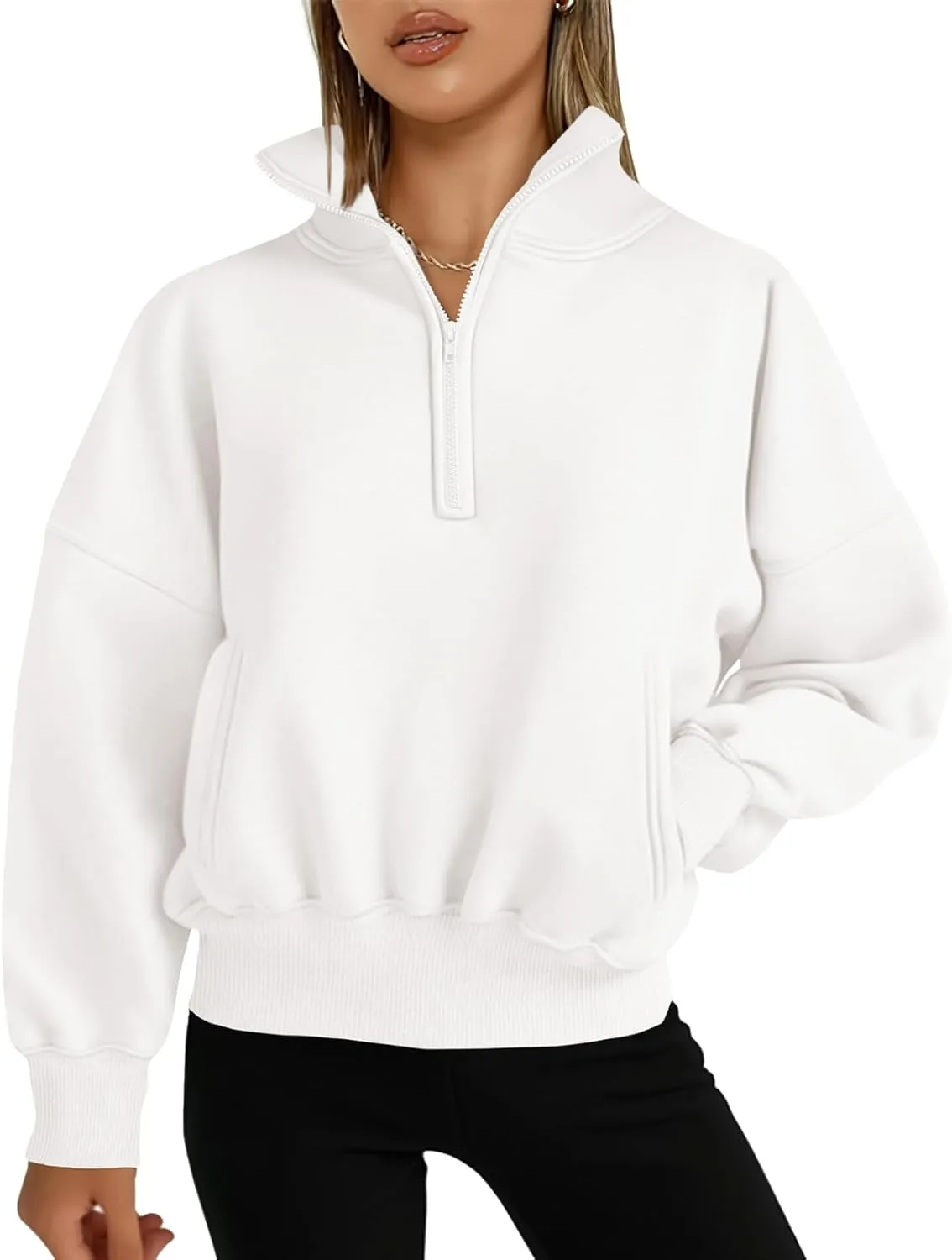PRETTYGARDEN Womens Half Zip Sweatshirts Fleece Hoodies 2024 Trendy Long Sleeve Pullover Tops Fall Winter Outfits with Pocket