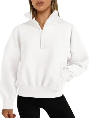 PRETTYGARDEN Womens Half Zip Sweatshirts Fleece Hoodies 2024 Trendy Long Sleeve Pullover Tops Fall Winter Outfits with Pocket
