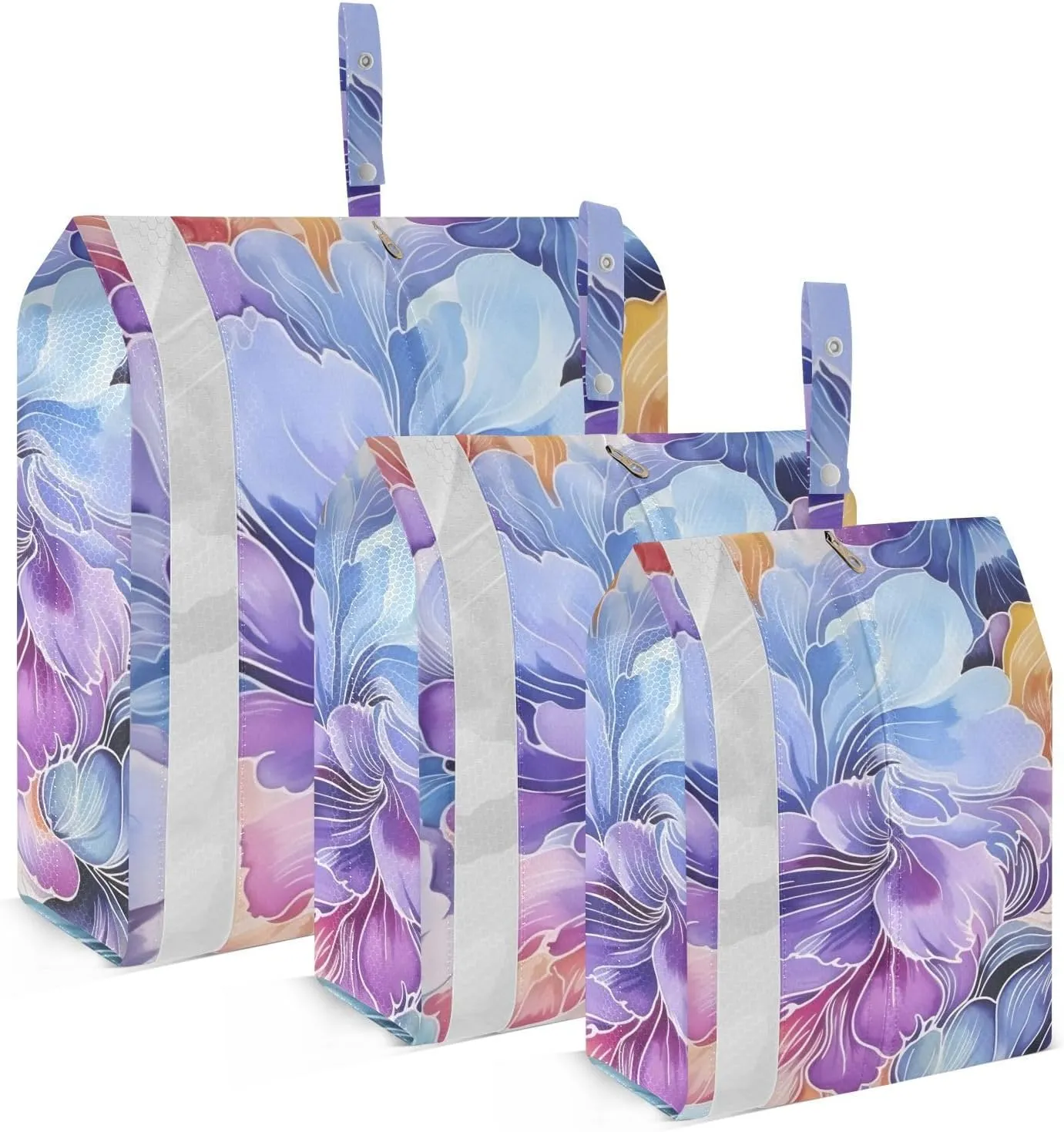 Purple Blue Florals Packing Cubes for Suitcases 3 Set Compression Lightweight Luggage Packing Organizers for Carry on Suitcase Travel Essentials Luggage Organizer Bags Set