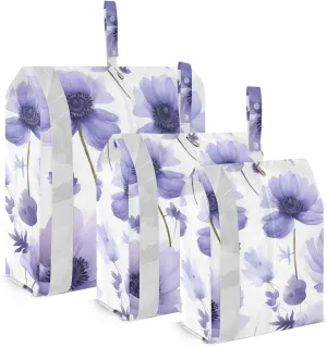 Purple Floral Beautiful Packing Cubes for Suitcases 3 Set Compression Lightweight Luggage Packing Organizers for Carry on Suitcase Travel Accessories Luggage Organizer Bags Set