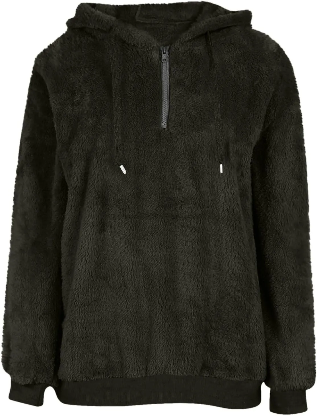 Quarter Zip Pullover Women Baggy Fleece Zipper Hoodie Comfy Cotton Drawstring Sherpa Sweatshirts Pullover Winter Coat