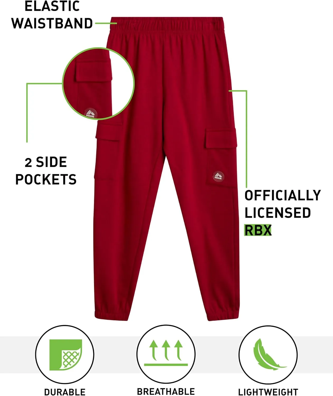 RBX Boys Sweatpants - 4 Pack Performance Fleece Basic Boys Joggers, Athletic Track Pants with Elastic Waistband (8-16),