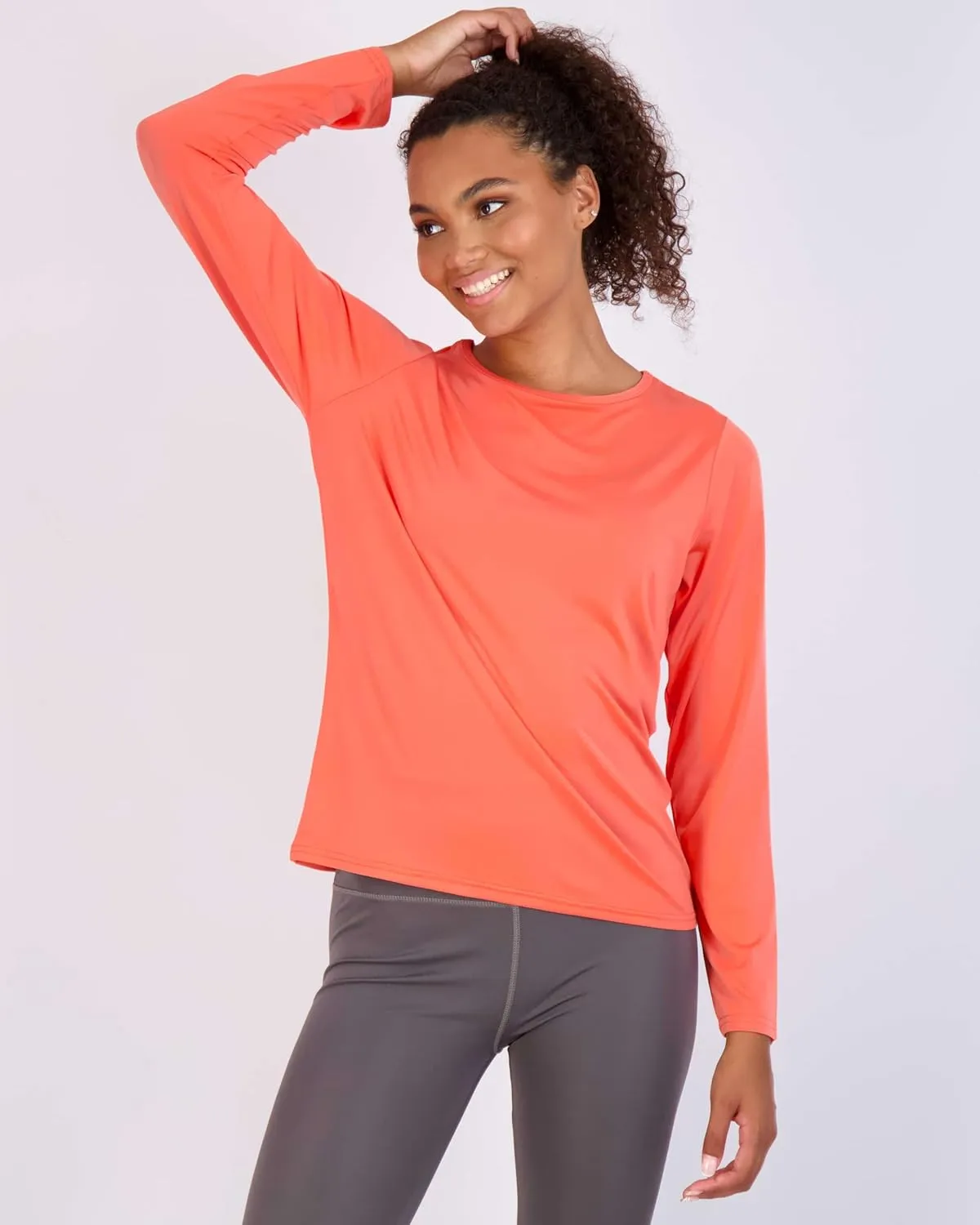 Real Essentials 4 Pack: Women's Dry-Fit Tech Stretch Long-Sleeve Athletic Workout T-Shirt (Available in Plus Size)