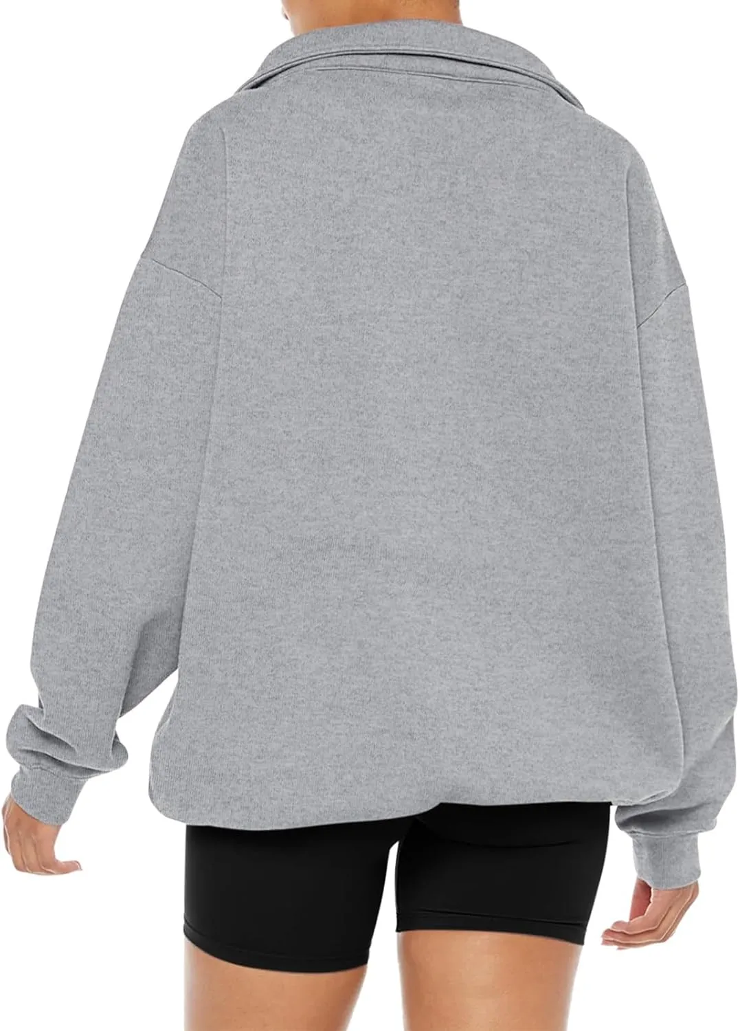 REORIA Womens Oversized Sweatshirts Fleece V Neck Pullover Tops Casual Comfy Fall Trendy Clothes 2024