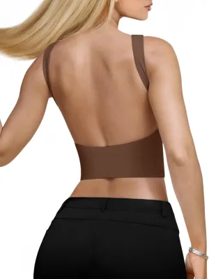 REORIA Women's Sexy Open Back High Neck Sleeveless Tank Top Y2k Trendy Backless Crop Tops