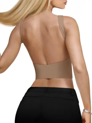 REORIA Women's Sexy Open Back High Neck Sleeveless Tank Top Y2k Trendy Backless Crop Tops