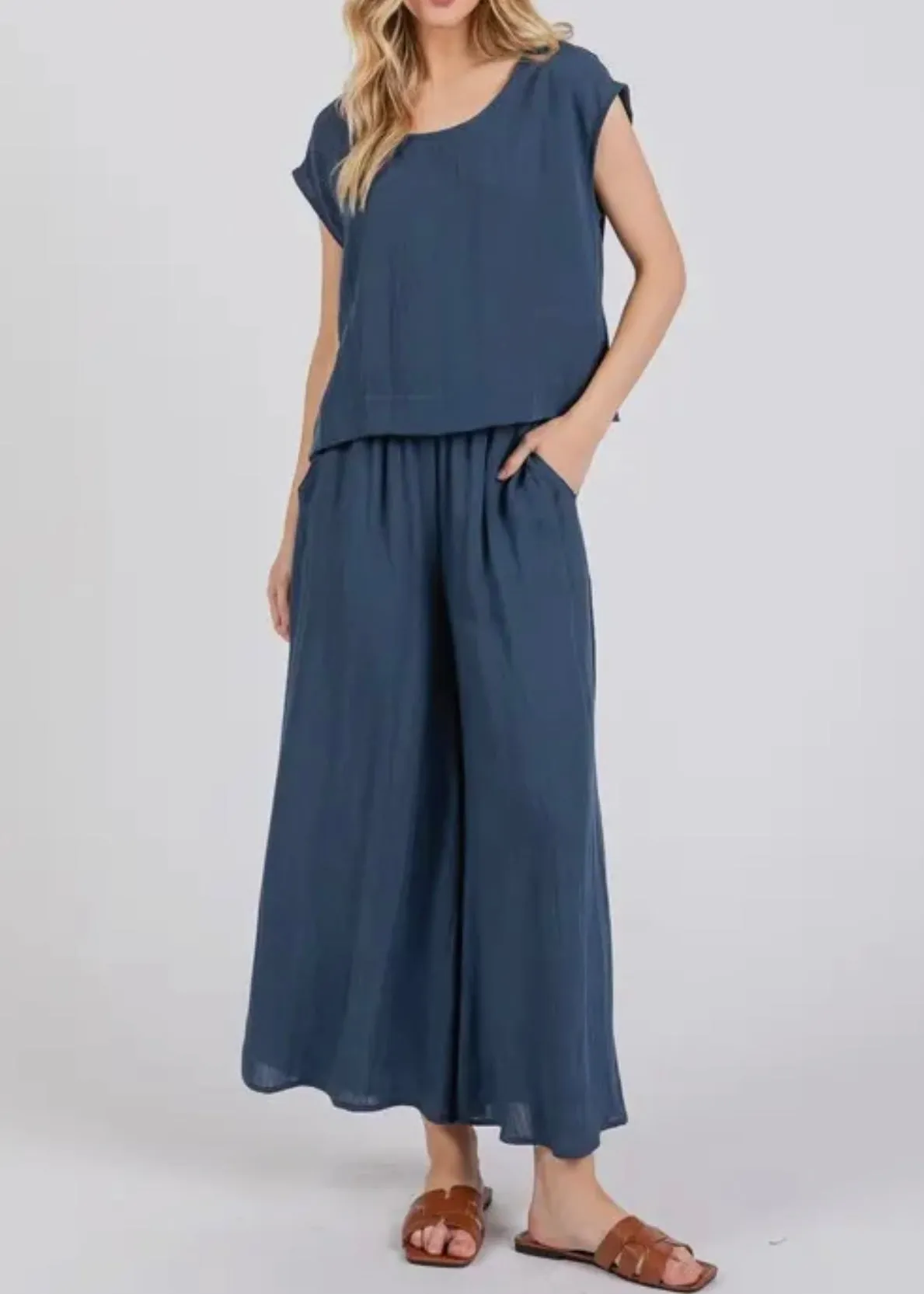 Rylie Woven Linen Top-Made in USA