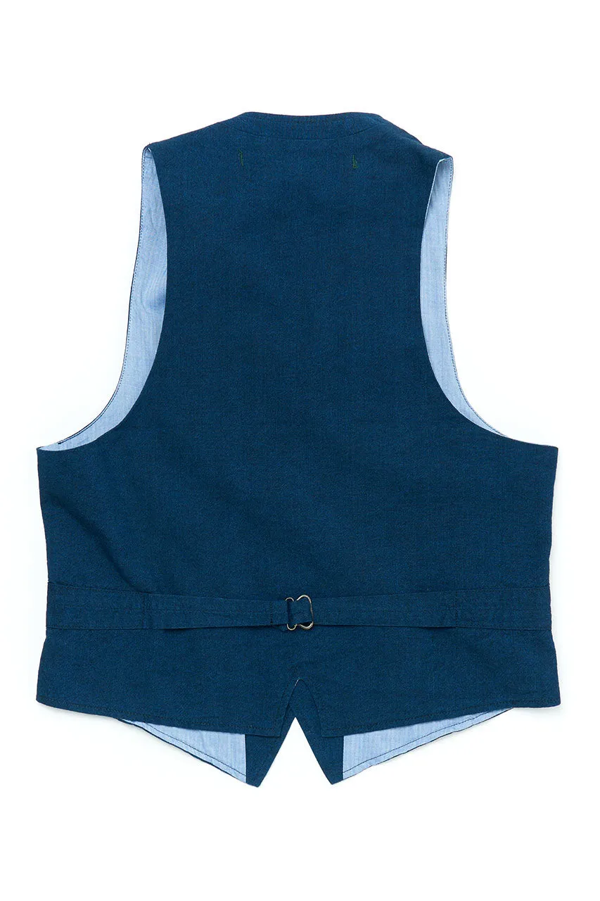 Scarti Lab Classic Vest 410-SM407 Cotton/Linen Blend Indigo