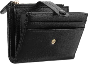 Small Womens Wallet Leather RFID Blocking Bifold Card Holder Zipper Coin Pocket Ladies Purse with ID Window