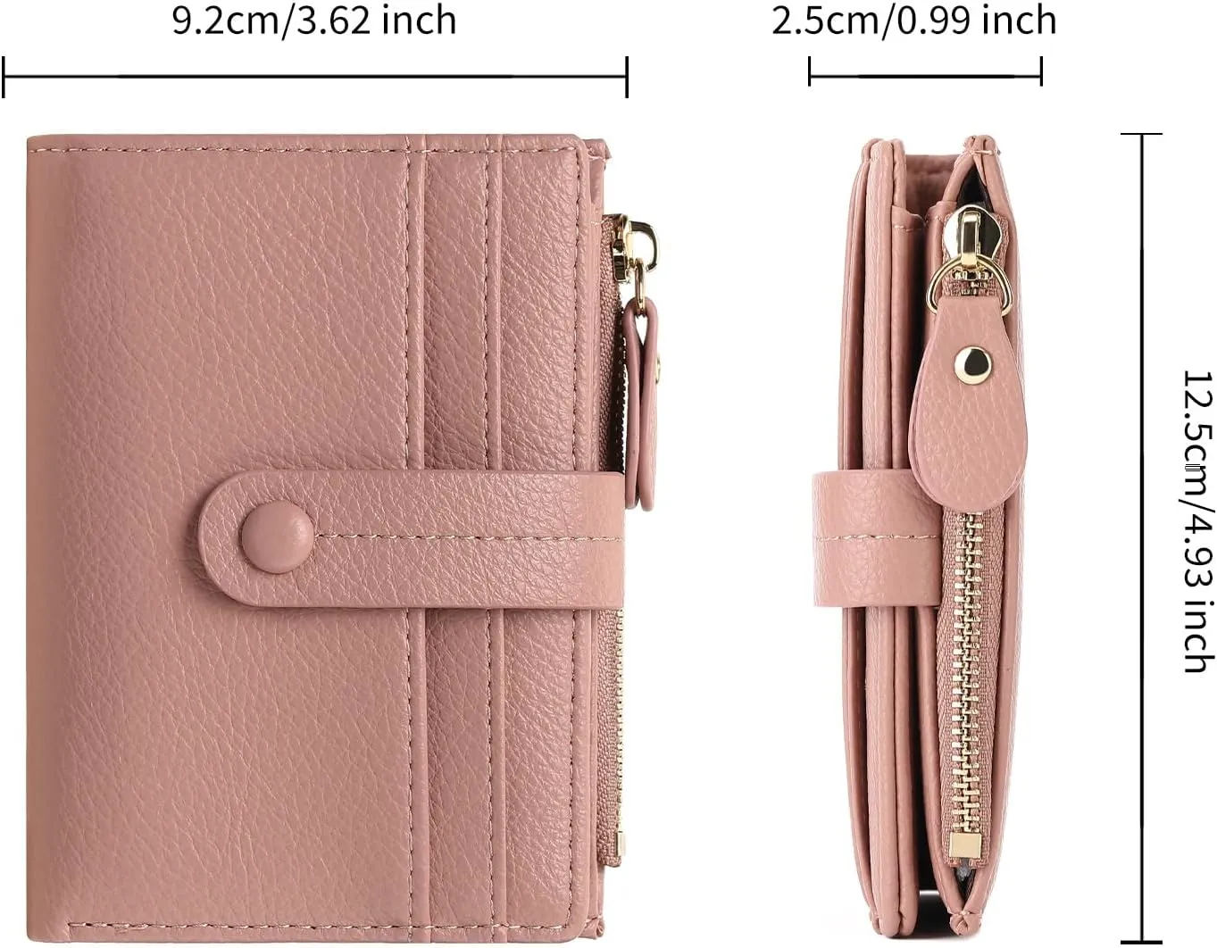 Small Womens Wallet Leather RFID Blocking Bifold Card Holder Zipper Coin Pocket Ladies Purse with ID Window