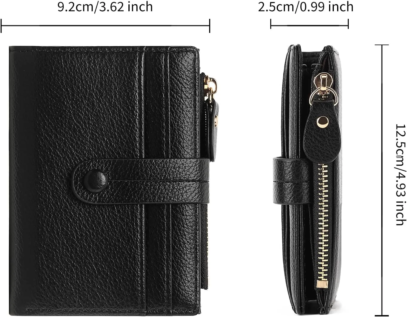 Small Womens Wallet Leather RFID Blocking Bifold Card Holder Zipper Coin Pocket Ladies Purse with ID Window