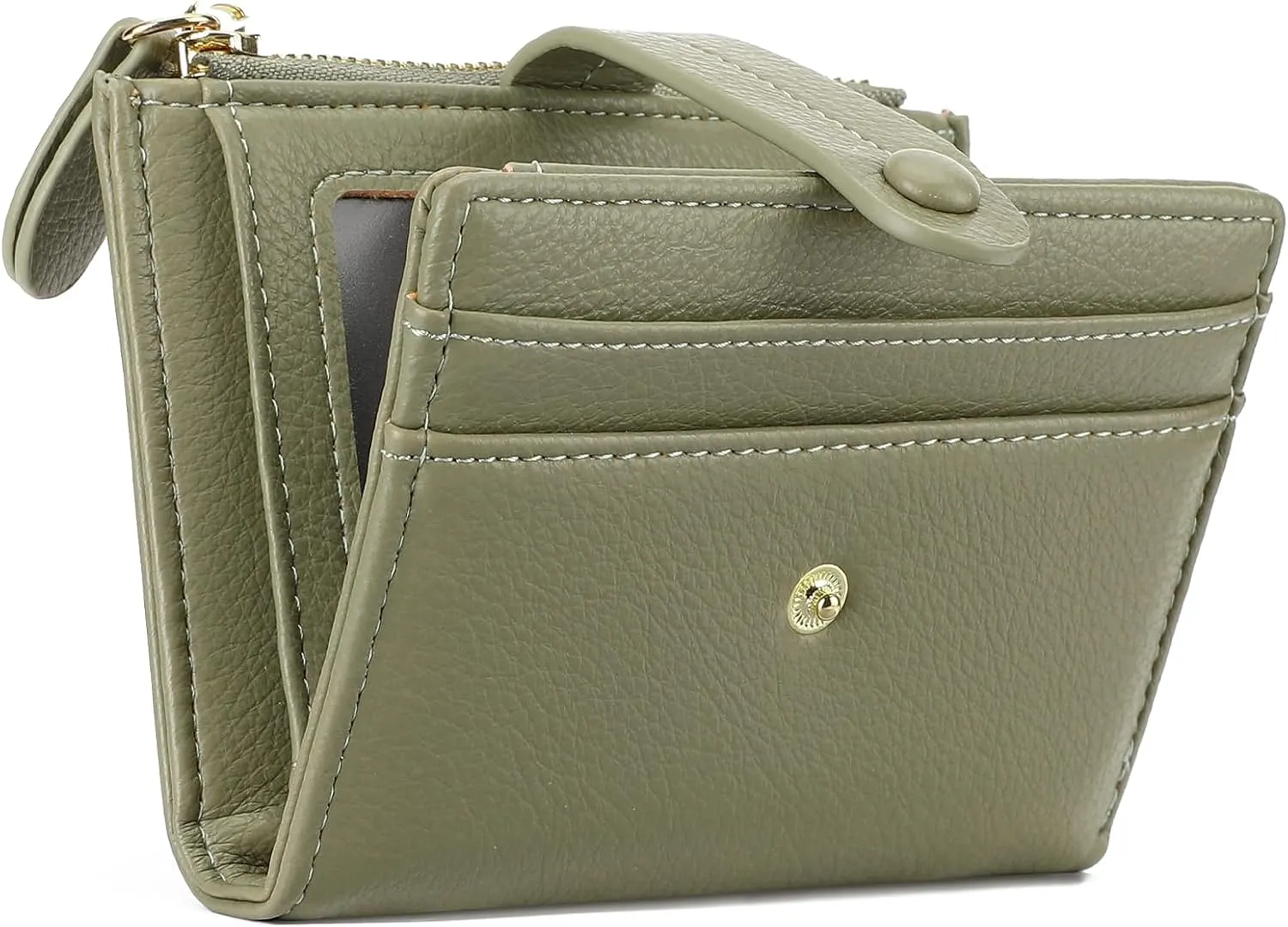 Small Womens Wallet Leather RFID Blocking Bifold Card Holder Zipper Coin Pocket Ladies Purse with ID Window
